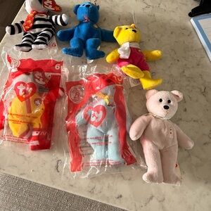 Ty Beanie Babies Plush Toy Collection - Blue, Yellow, Pink